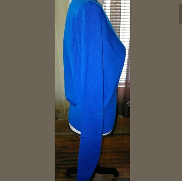 Rondina Designer Cardigan Royal Blue Loose Upper Fitted at Hips Button Up Medium - Picture 4 of 9